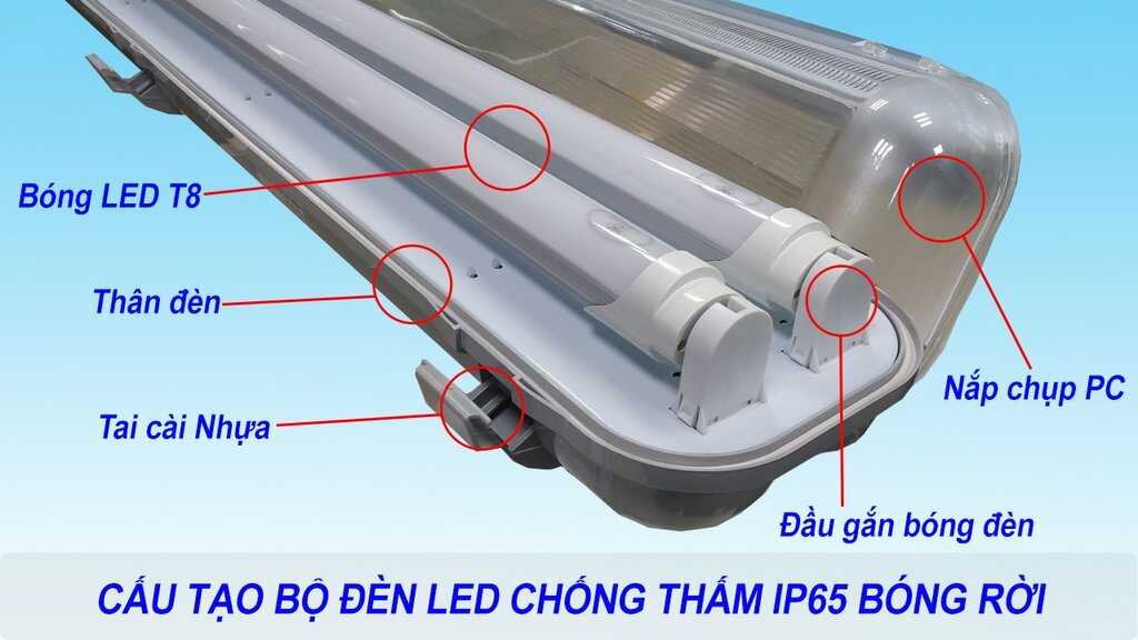 Cấu tạo của máng đèn chống thấm